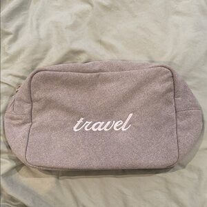 Stoney Clover Lane gray large pouch with white embroidery